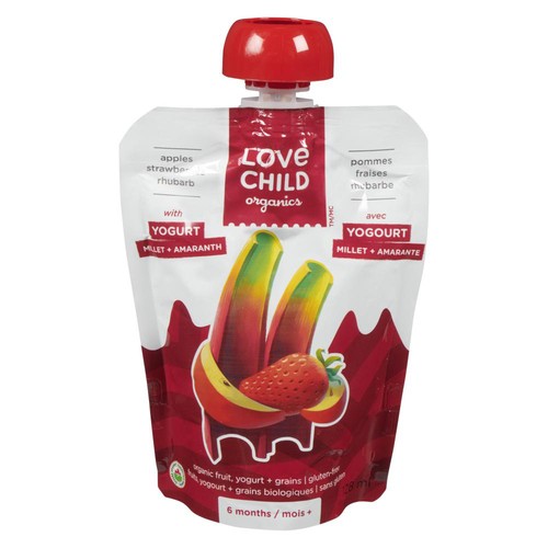 Love Child Organics Baby Food Apple, Strawberry, Rhubarb With Yogurt 128 ml
