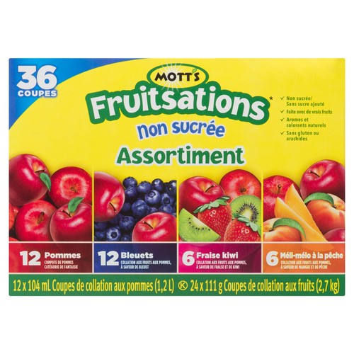 Mott's Fruitsations Gluten-Free Fruit Cups Unsweetened Variety Pack 36 Cups