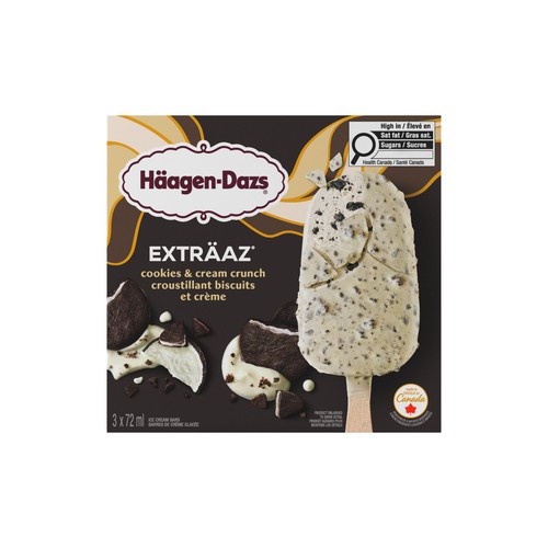 Häagen-Dazs Exträaz Ice Cream Bars Cookies & Cream 3 x 72 ml