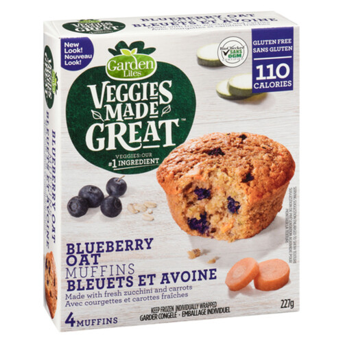 Garden Lites Gluten-Free Frozen Muffins Blueberry Oat 4 Pack 227 g