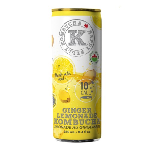 Happy Belly Kombucha Ginger Lemonade 250 ml (can)