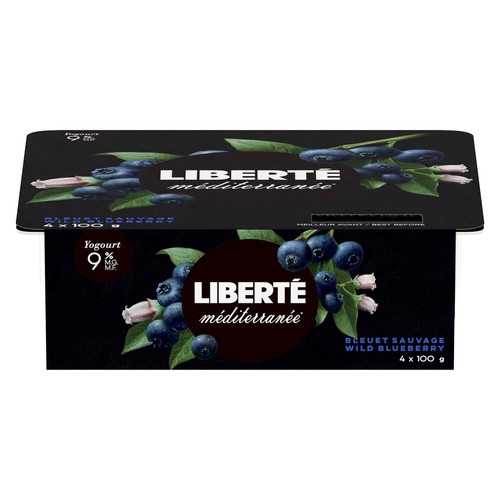 Liberté Méditerranée 9% Yogurt Wild Blueberry 100 g 4 ct
