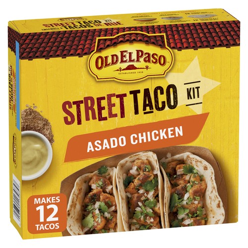 Old El Paso Street Taco Kit Asado Chicken 12 Soft Flour Tortillas with Sauce and Seasoning 320 g