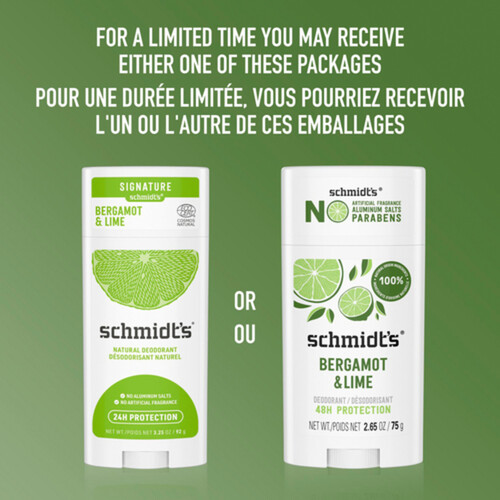 Schmidt's Deodorant Bergamot & Lime 75 g