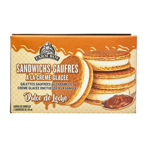 Farm Boy Waffle Cookie Ice Cream Sandwiches Dulce De Leche 4 x 140 ml