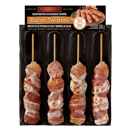 Marcangelo Bacon Wrapped Chicken Breast Skewers Honey BBQ 280 g