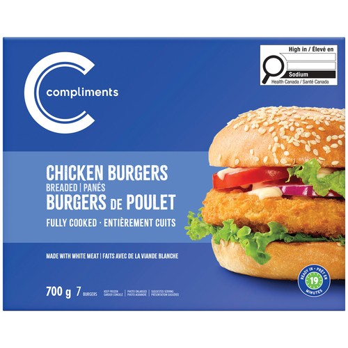 Compliments Frozen Breaded Chicken Burger Fully Cooked 700 g
