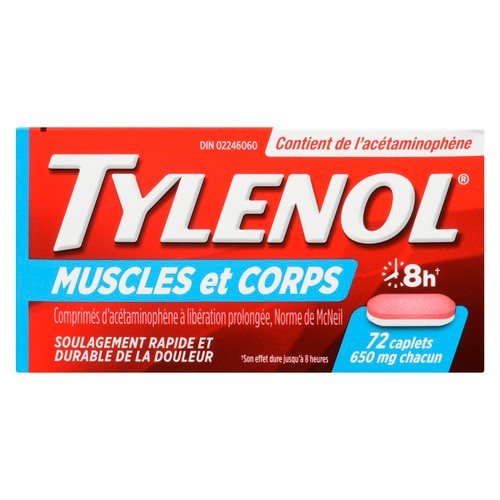 Tylenol  Pain Relief 650 mg Caplets Analgesics Muscle Aches & Body72 EA
