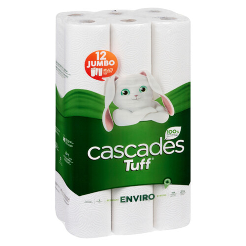 Cascades Tuff Enviro Paper Towel Jumbo 2-Ply 12 Rolls x 105 Sheets