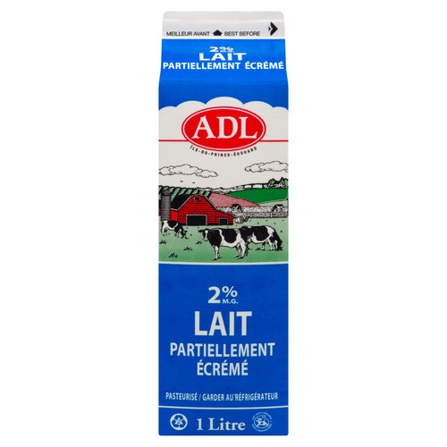ADL 2% Milk Partly Skimmed 1 L