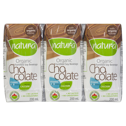 Natur-a Organic Soy Beverage Chocolate 3 x 200 ml