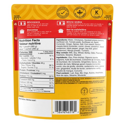 Tasty Bite All Natural Channa Masala Mild 285 g