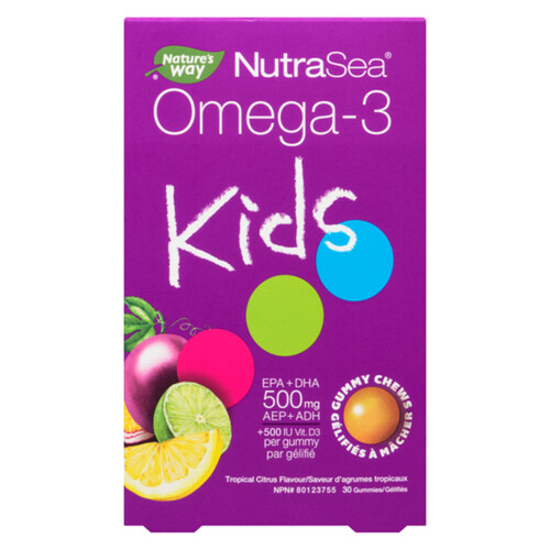 Nature's Way NutraSea Kids Omega-3 Gummies Tropical Citrus 30 Count