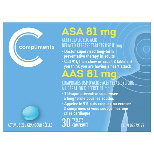 Compliments 81mg ASA 30 EA