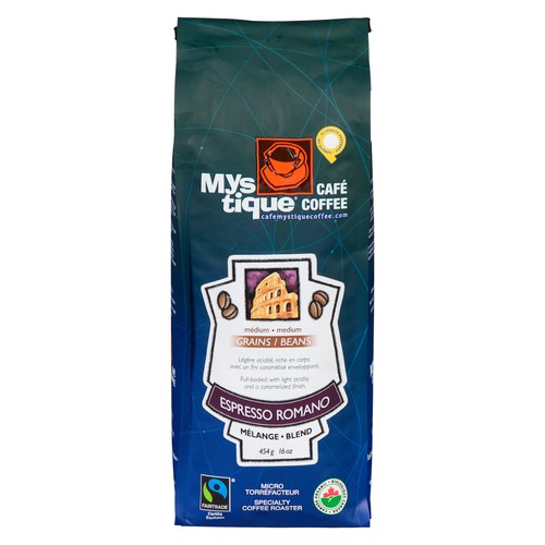 Mystique Organic Whole Bean Coffee Espresso Romano 454 g