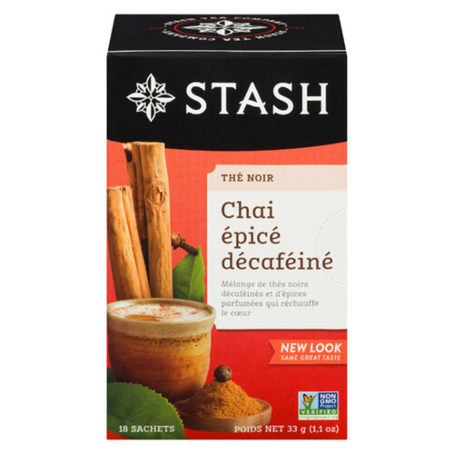 Stash Caffeine-Free Black Tea Decaf Chai Spice 18 Tea Bags