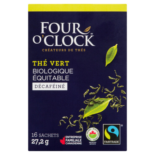 Four O'Clock Organic Decaffeinated Green Tea 16 Tea Bags