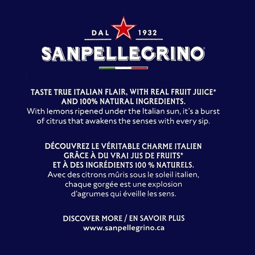 San Pellegrino Italian Sparkling Drink Limonata 6 x 330 ml (cans)