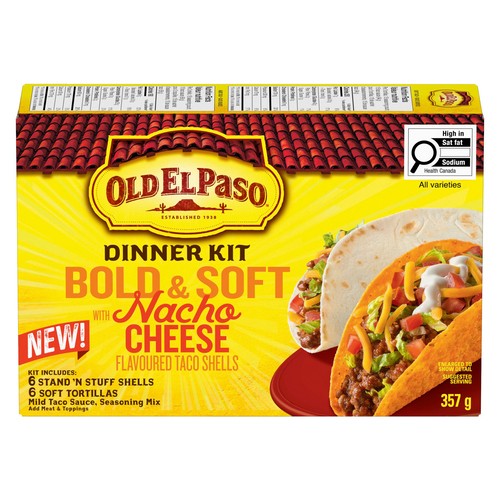 Old El Paso Dinner Kit Taco Bold & Soft Nacho Cheese 357 g