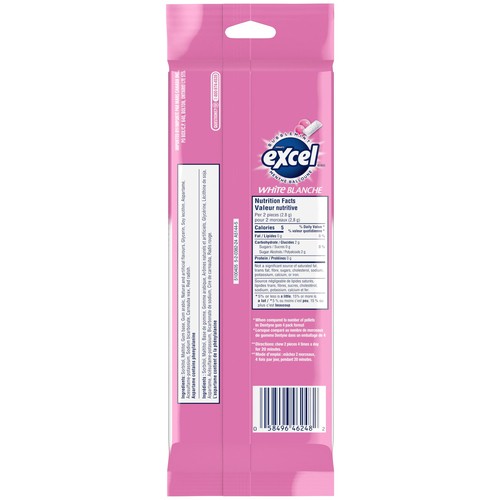 EXCEL Sugar Free Teeth Whitening Chewing Gum White Bubblemint Flavoured Pack of 18 Pieces 3 EA