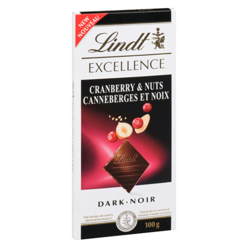 Lindt Dark Chocolate Bar Cranberry & Nut 100 g - Voilà Online