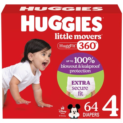 Huggies Little Movers Diapers Hugg Fit Size 4 64 Count