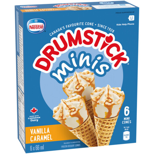 Nestlé Drumstick Frozen Dessert Cones Vanilla Caramel 6 x 66 ml