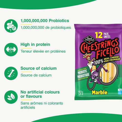Black Diamond Cheestrings Probiotic Marble 12 Pack 252 g 