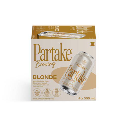 Partake Brewing Blonde Craft Non Alcoholic Beer 4 x 355 ml (cans)