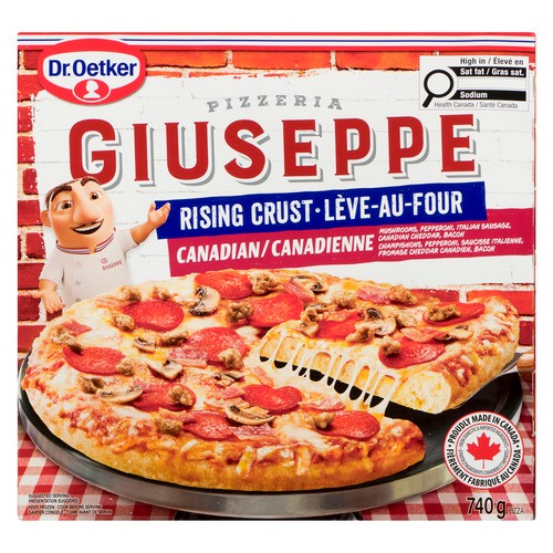 Dr. Oetker Giuseppe Pizzeria Frozen Pizza Rising Crust Canadian 740 g