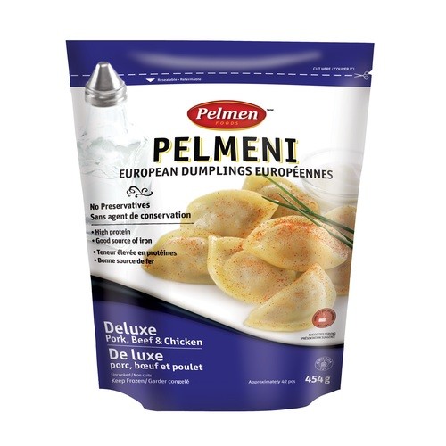 Pelmen Pelmeni Deluxe Pork, Beef & Chicken European Dumplings 454 g (frozen)