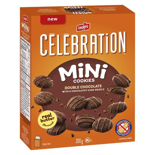 Leclerc Celebration Peanut-Free Mini Cookies Double Chocolate 200 g