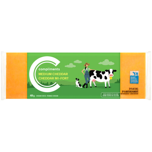 Compliments Cheddar Medium Colored Cheese Block 400 g