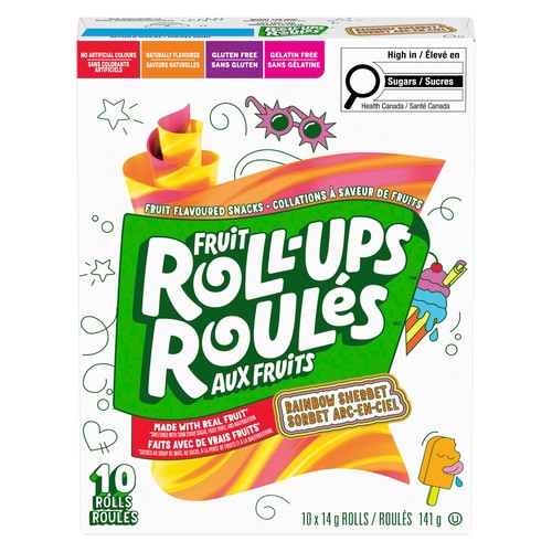 Betty Crocker Fruit Roll-Ups Rainbow Sherbet 10 x 14 g
