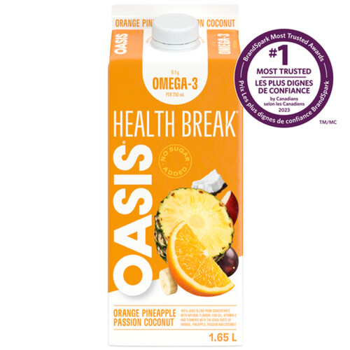 Oasis Health Break Orange Pineapple Passion Coconut Juice 1.65 L