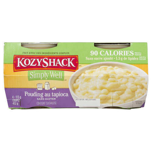 Kozy Shack Simply Well Gluten-Free Tapioca Pudding No Sugar Added 4 x 113 g