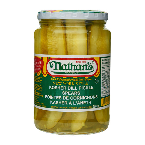 Nathan's Kosher-Style Pickle Spears 750 ml