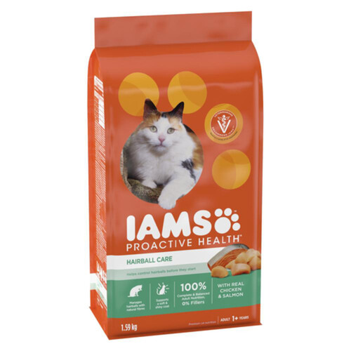 IAMS Proactive Health Adult Dry Cat Food Hairball Care Chicken & Salmon 1.59 kg