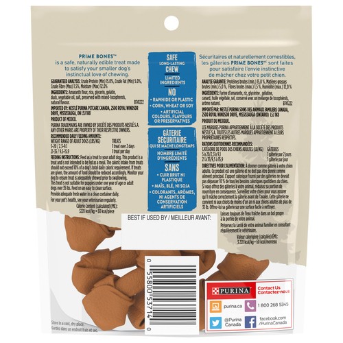 Purina Prime Bones Dog Treats Mini Knotted Dog Chews With Savoury Duck 142 g