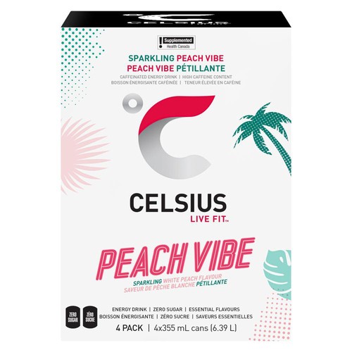 Celsius Energy Drink Peach Vibe 4 x 355 ml
