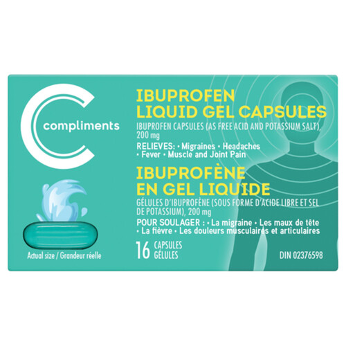 Compliments Ibuprofen Liquid Gel Capsules 200 mg 16 EA