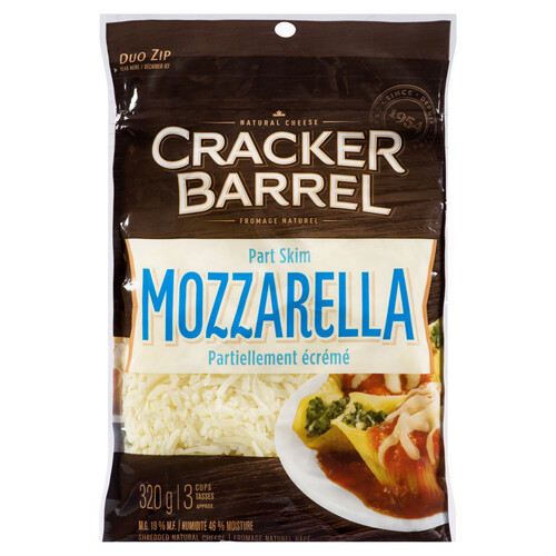 Cracker Barrel Part Skim Shredded Cheese Mozzarella 320 g
