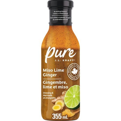 J.L. Kraft Pure Dressing & Marinade Miso Lime Ginger 355 ml