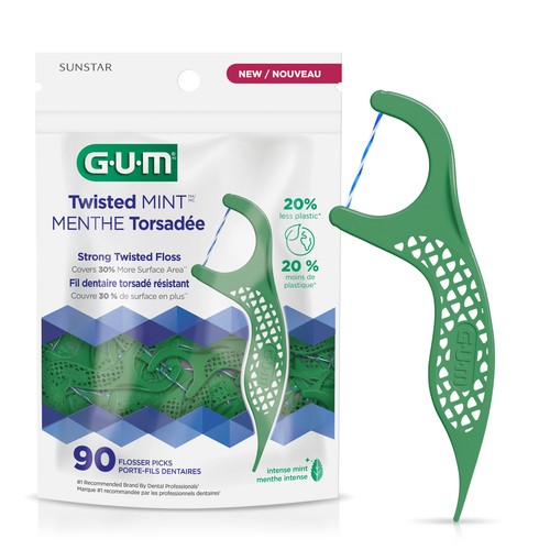 GUM Flosser Picks Twisted Mint 90 Count