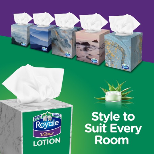 Royale Velour Lotion Facial Tissue 1 Cube Box x 54 Sheets