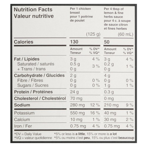 Pinty's Frozen Chicken Breast Boneless Lemon & Fine Herbs 600 g