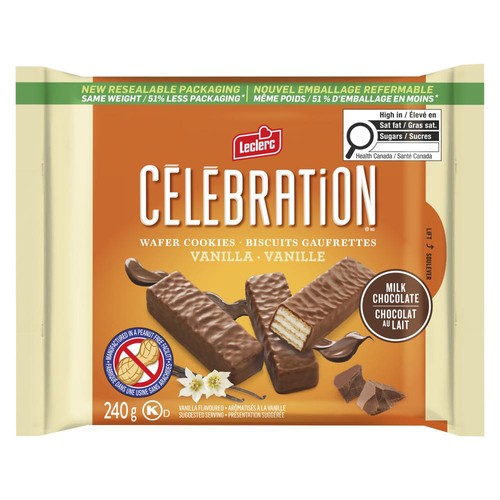 Leclerc Celebration Wafer Coated Milk Chocolate Vanilla 240 g