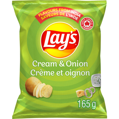 Lay’s Potato Chips Cream & Onion Ridged Flavoured 165 g