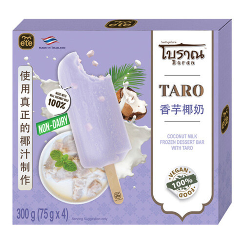 ETE Dairy-Free Frozen Dessert Bars Coconut Milk With Taro 4 x 75 g