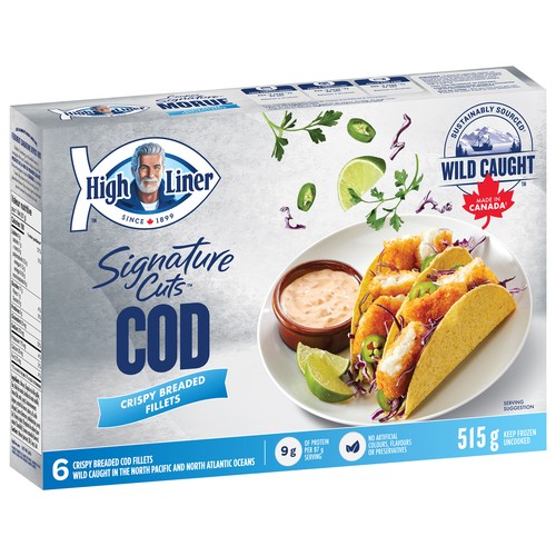 High Liner Frozen Signature Cuts Cod Fillets Crispy Breaded 515 g